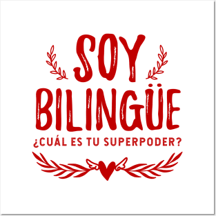 Soy bilingüe - ¿Cúal es tu superpoder? - red design Posters and Art